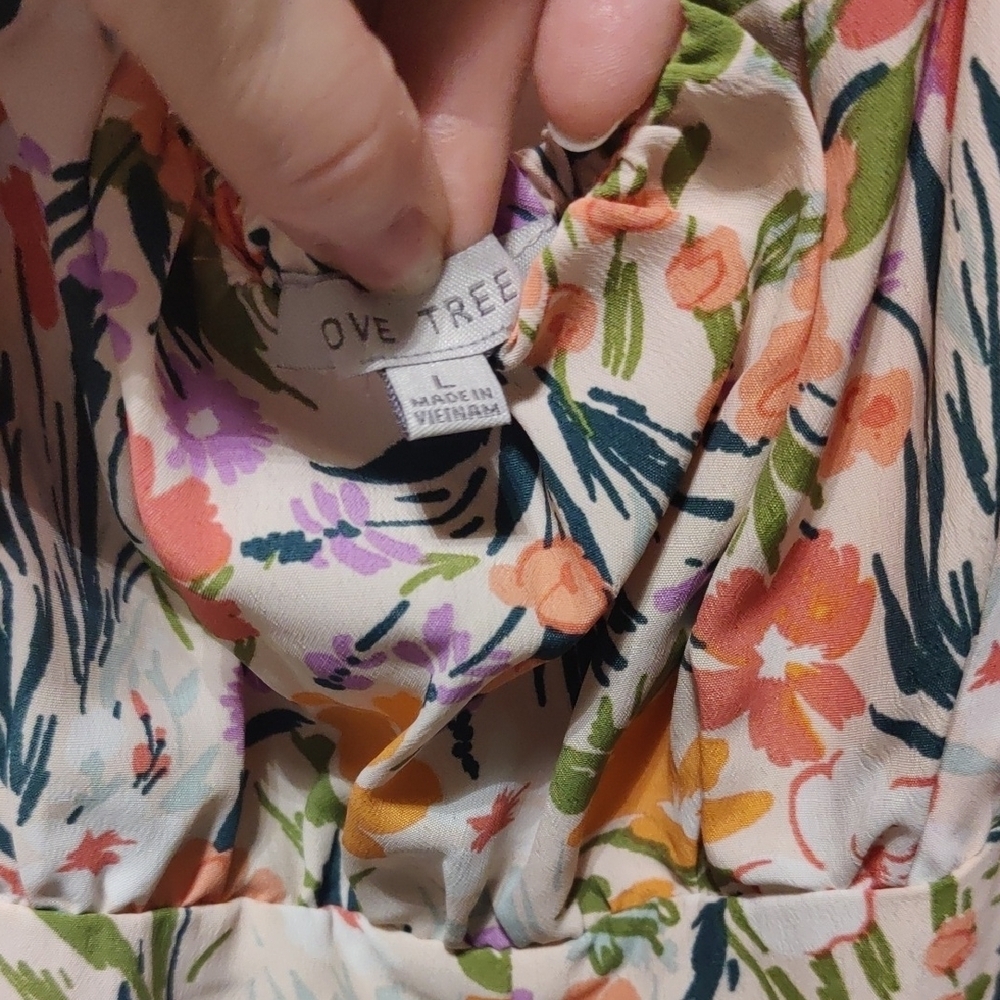 Love Tree Floral Romper Size L Spaghetti Strap Summer Romper Boho Beach Vacation - Picture 3 of 5